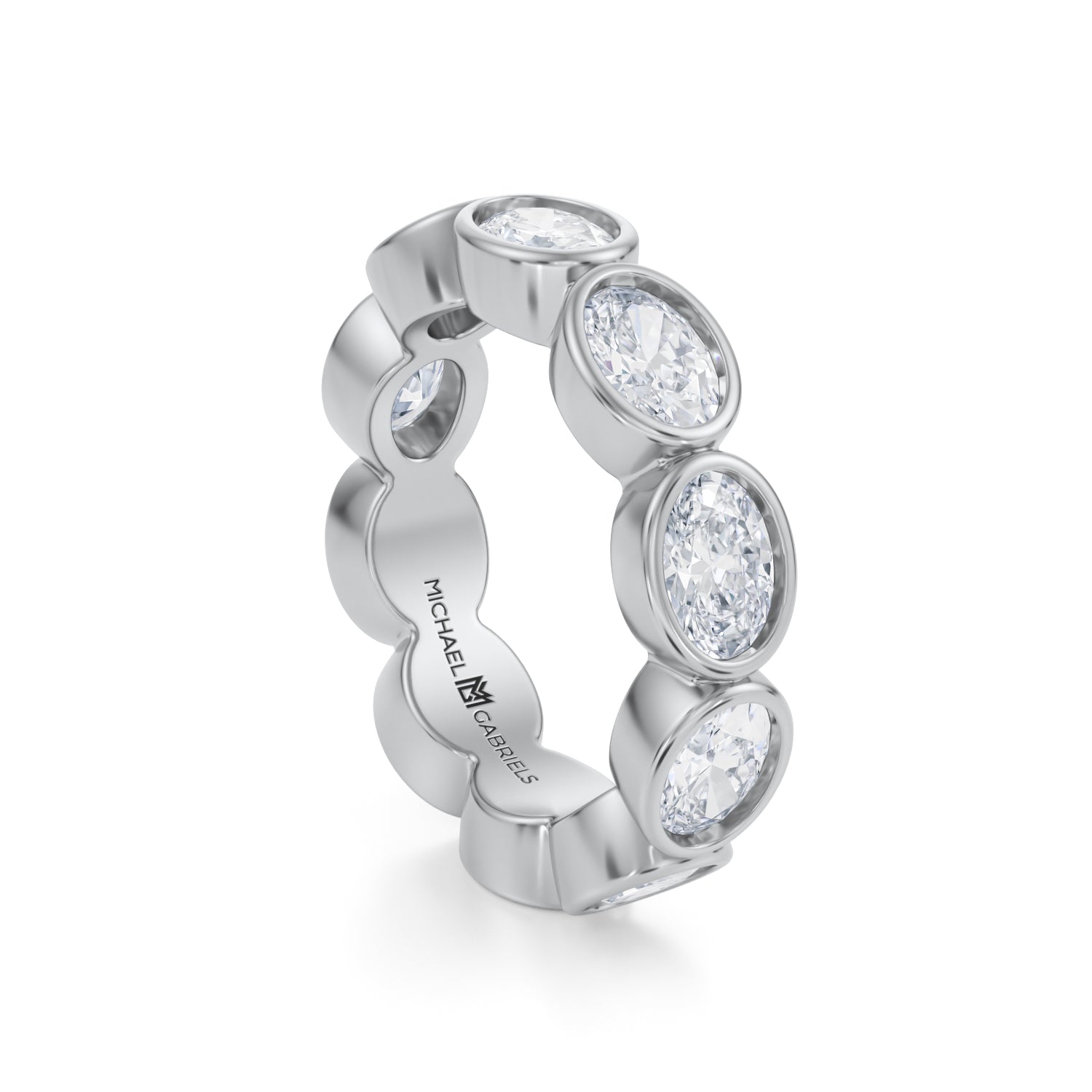Oval Bezel Lab Grown Diamond Horizontal Eternity Band - Medium - Michael Gabriels