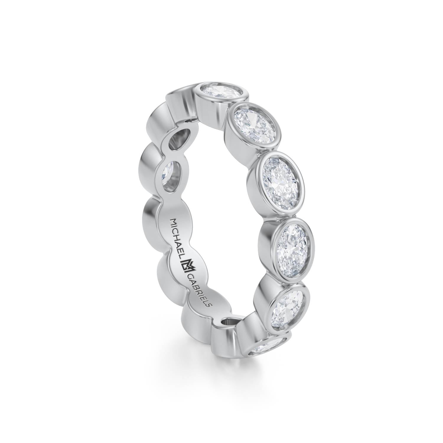 Oval Bezel Lab Grown Diamond Horizontal Eternity Band - Petite - Michael Gabriels