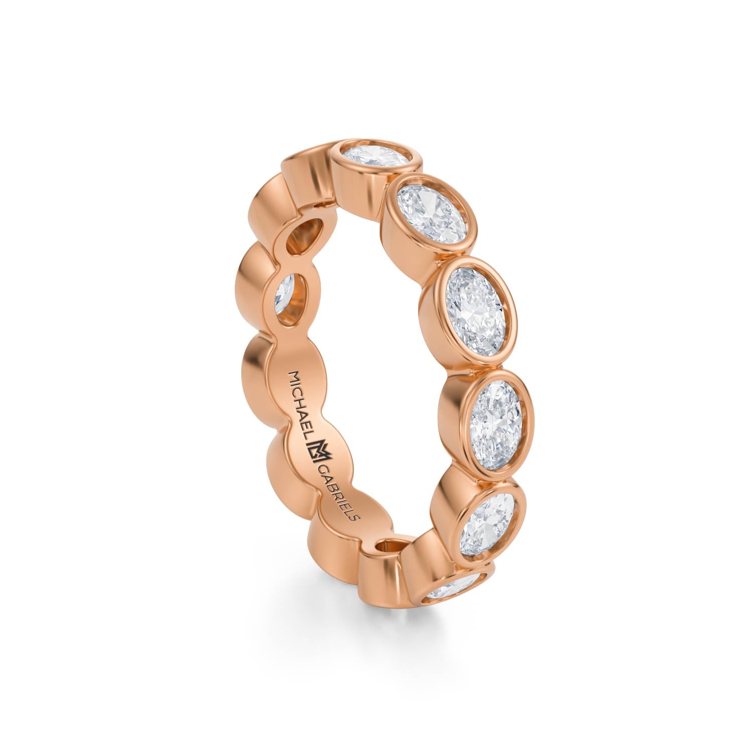 Oval Bezel Lab Grown Diamond Horizontal Eternity Band - Petite - Michael Gabriels