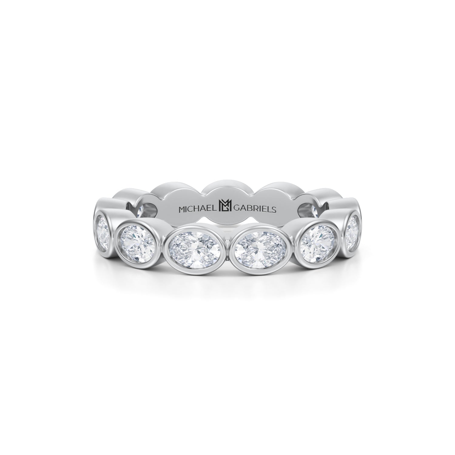 Oval Bezel Lab Grown Diamond Horizontal Eternity Band - Petite - Michael Gabriels
