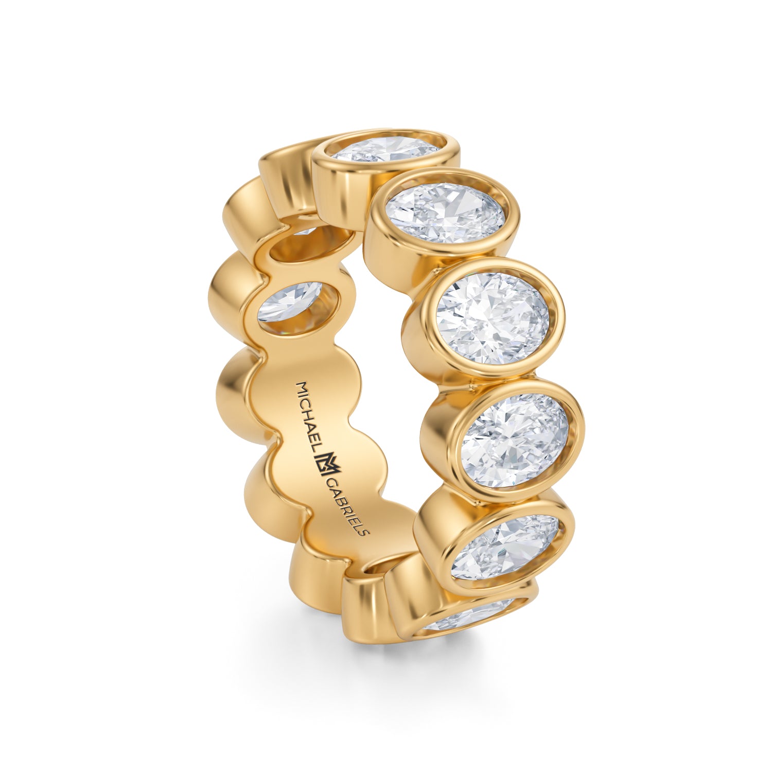 Oval Bezel Lab Grown Diamond Vertical Eternity Band - Medium - Michael Gabriels