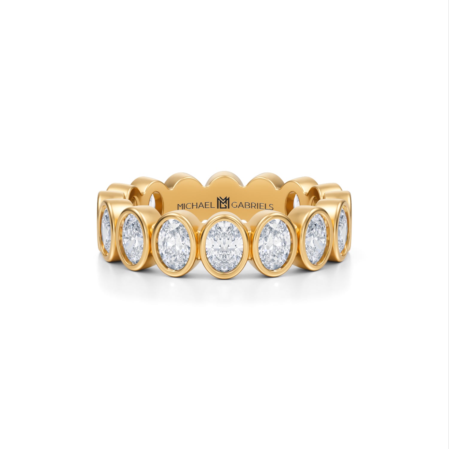 Oval Bezel Lab Grown Diamond Vertical Eternity Band - Petite - Michael Gabriels
