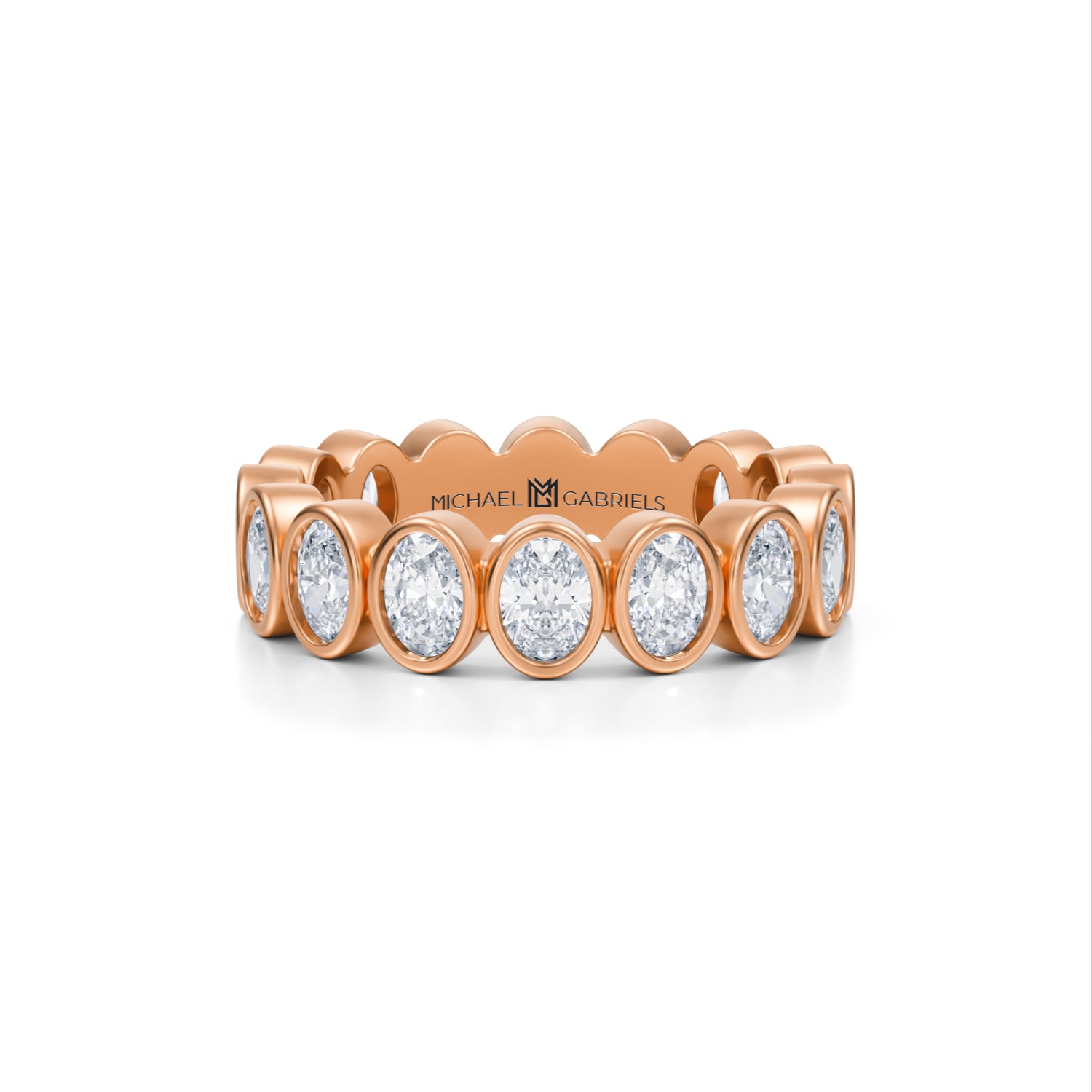 Oval Bezel Lab Grown Diamond Vertical Eternity Band - Petite - Michael Gabriels