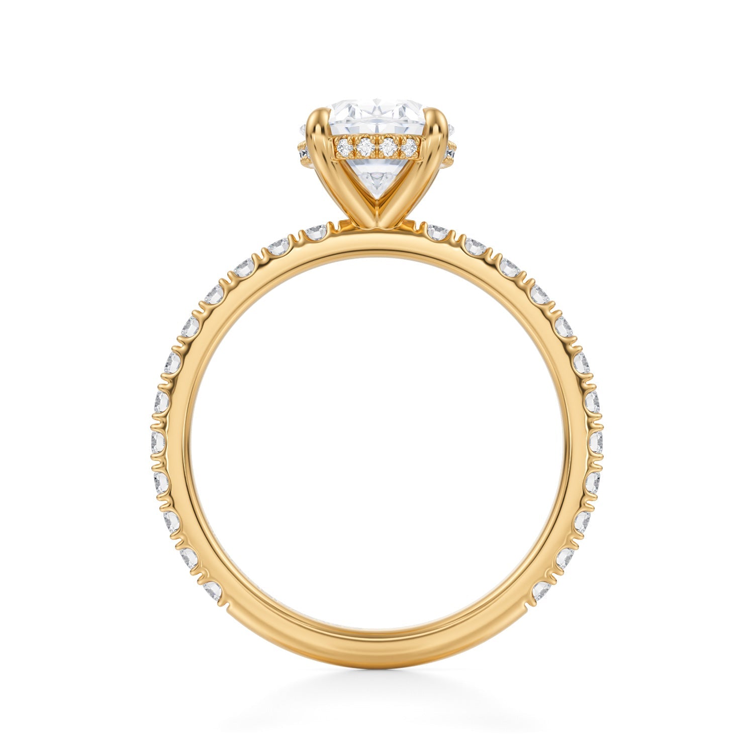 Oval Invisible Halo With Pave Ring (3.20 Carat E-VVS2) - Michael Gabriels