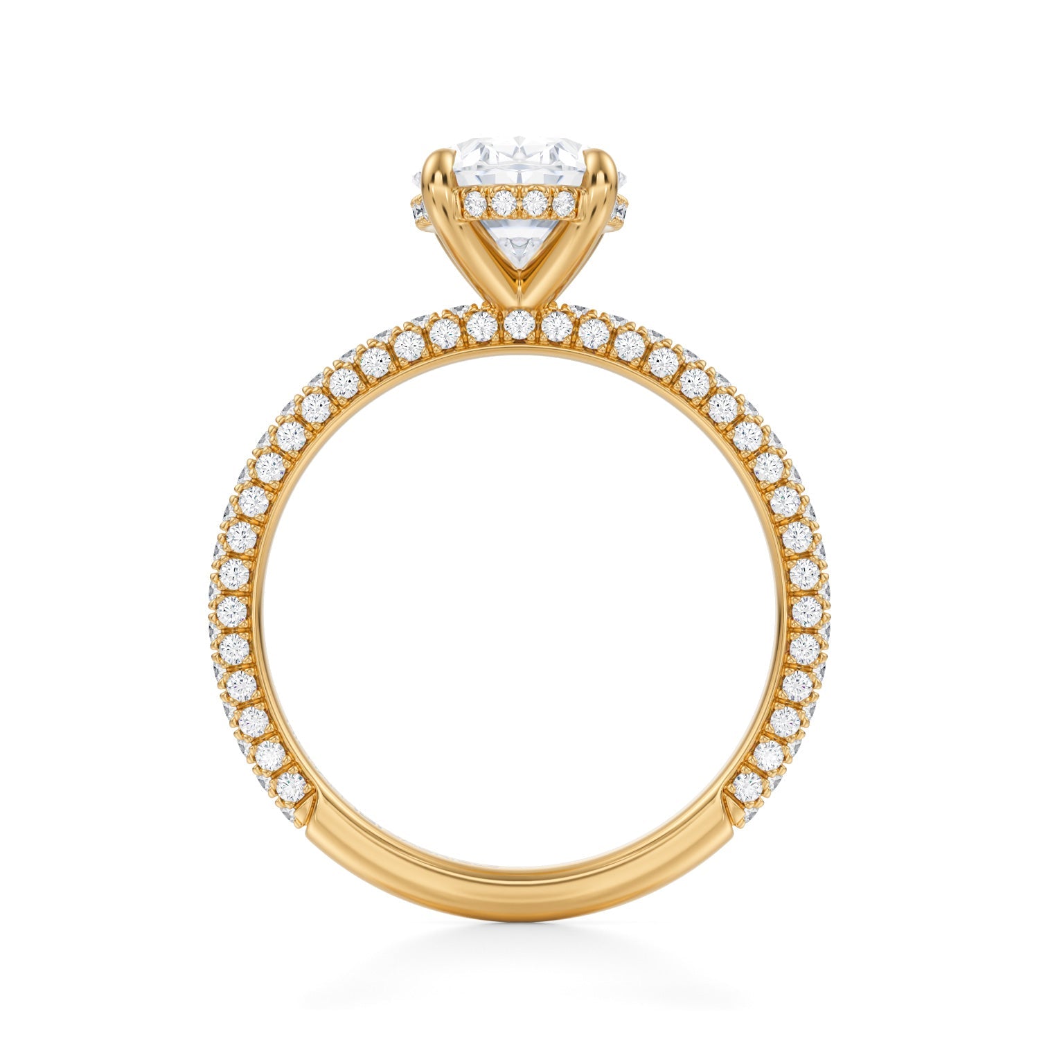 Oval Invisible Halo With Trio Pave Ring (1.70 Carat G-VVS2) - Michael Gabriels