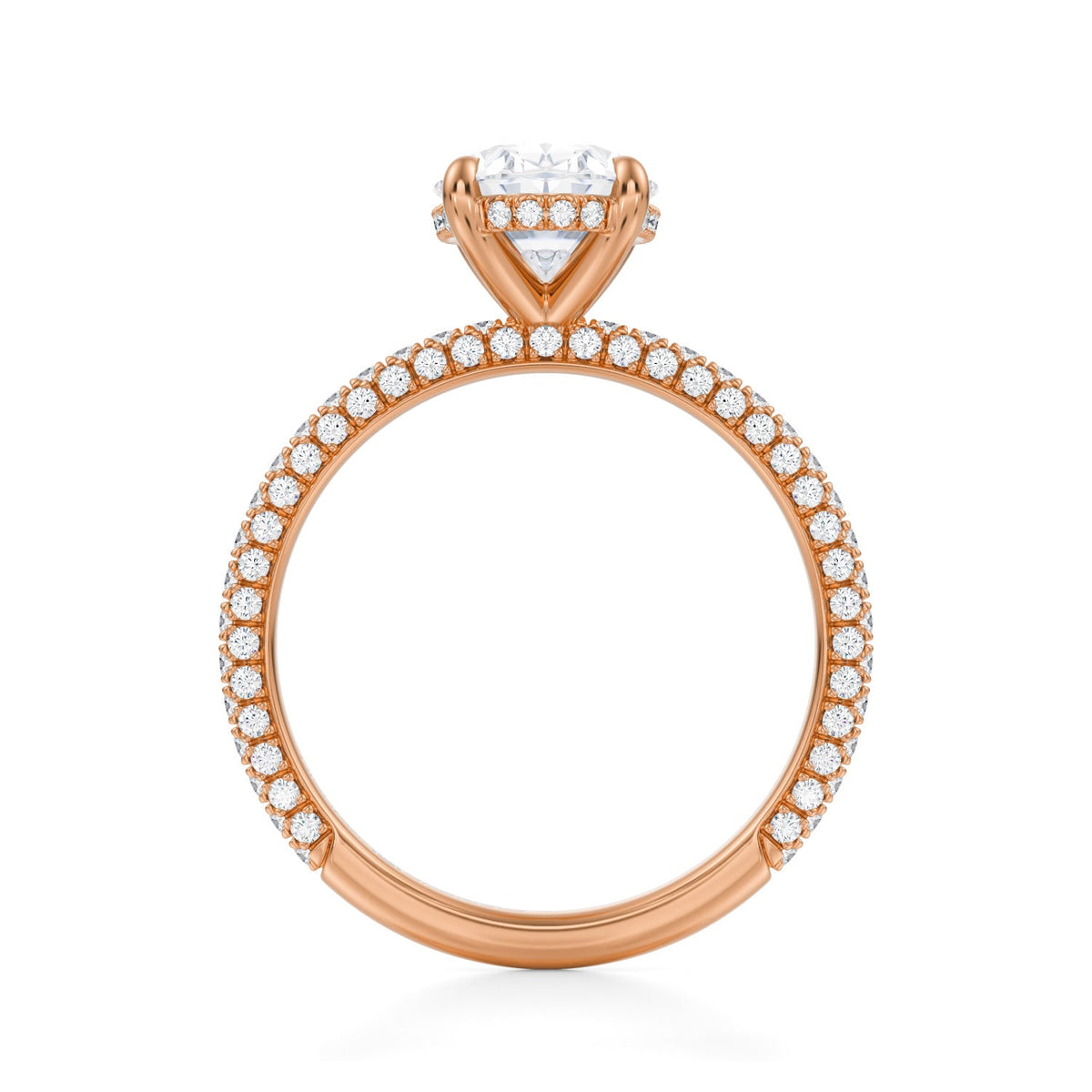 Oval Invisible Halo With Trio Pave Ring (3.70 Carat F-VS1) - Michael Gabriels