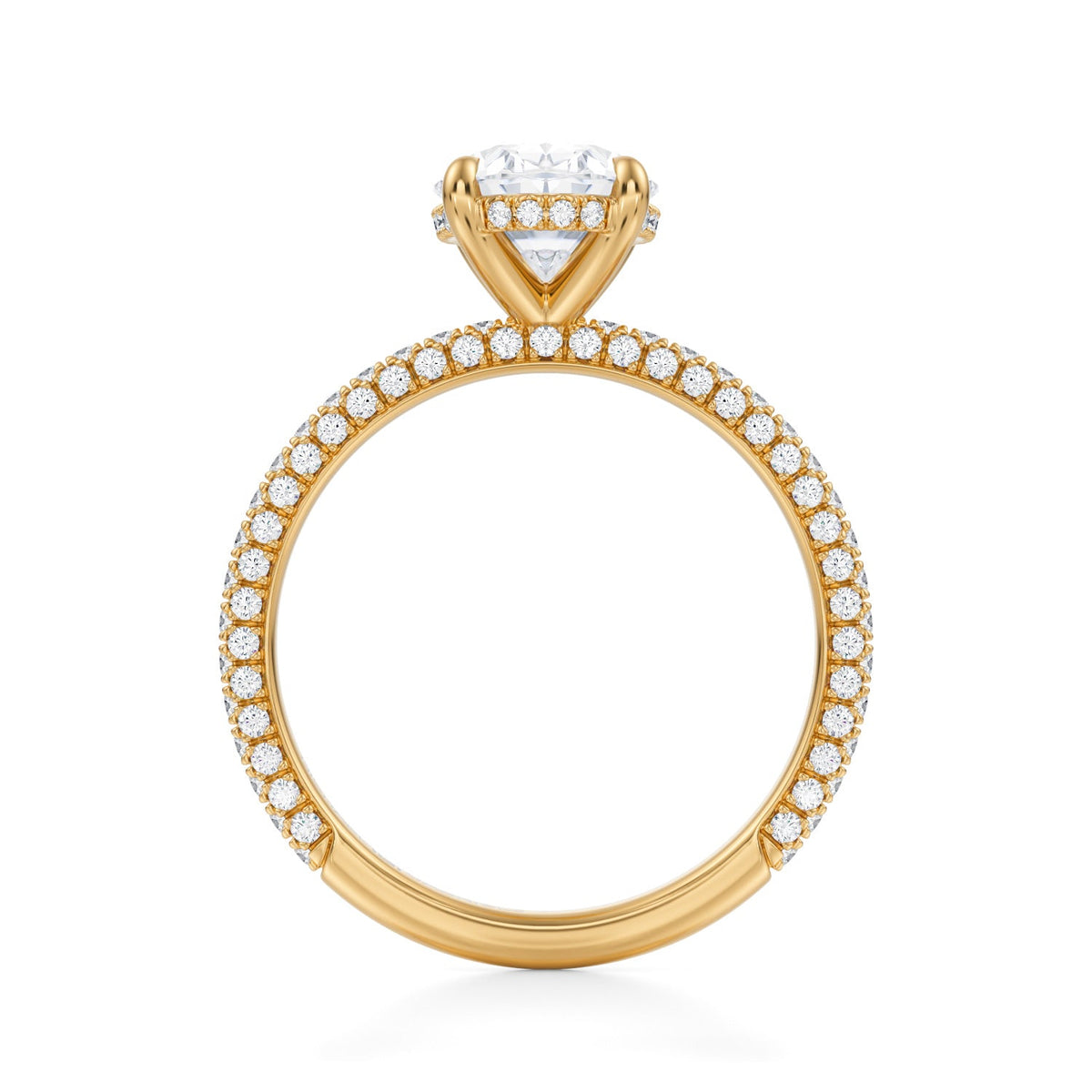 Oval Invisible Halo With Trio Pave Ring (3.70 Carat F-VS1) - Michael Gabriels