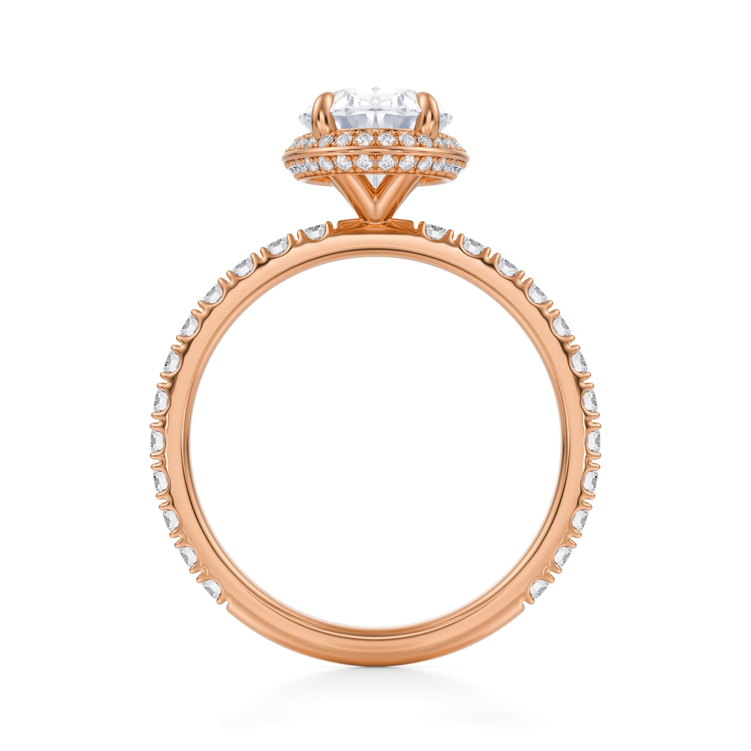 Oval Knife Edge Halo With Pave Ring (2.50 Carat F-VVS2) - Michael Gabriels