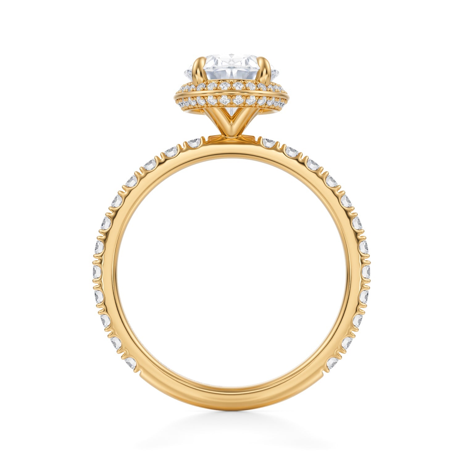 Oval Knife Edge Halo With Pave Ring (3.20 Carat E-VVS2) - Michael Gabriels