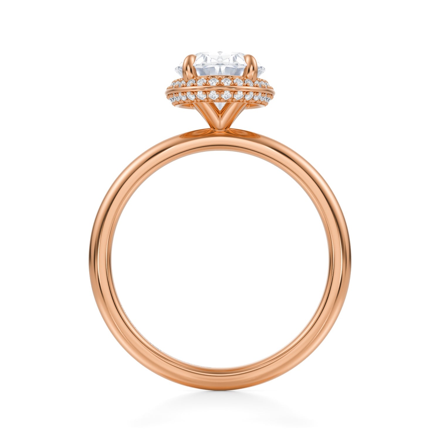 Oval Knife Edge Halo With Solitaire Ring (1.20 Carat E-VS1) - Michael Gabriels