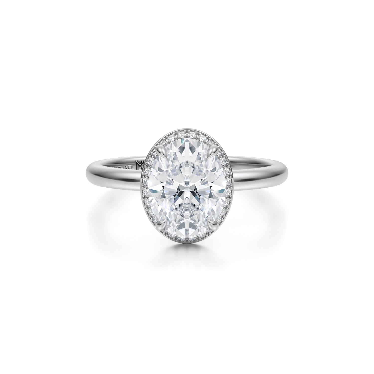 Oval Knife Edge Halo With Solitaire Ring (3.50 Carat D-VVS2) - Michael Gabriels