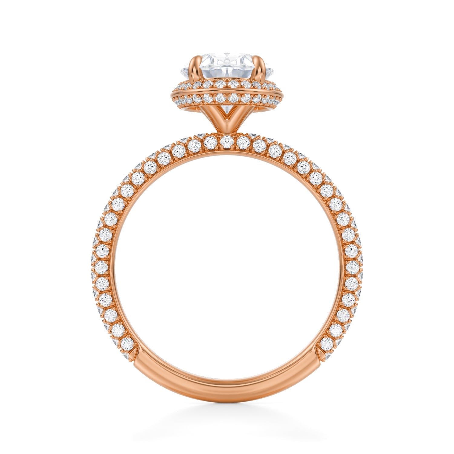 Oval Knife Edge Halo With Trio Pave Ring (2.70 Carat G-VS1) - Michael Gabriels