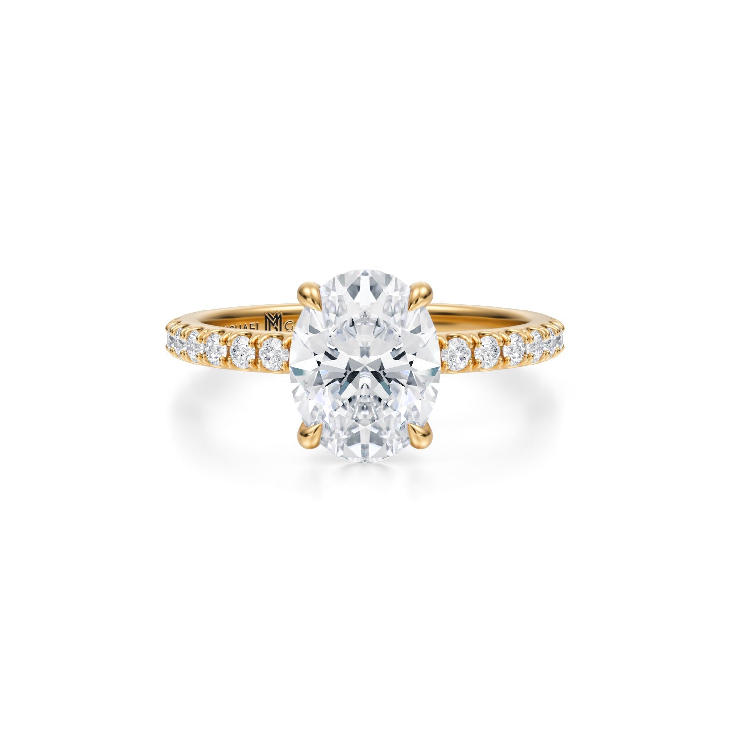 Oval Modern Pave Ring (1.50 Carat E-VS1) - Michael Gabriels