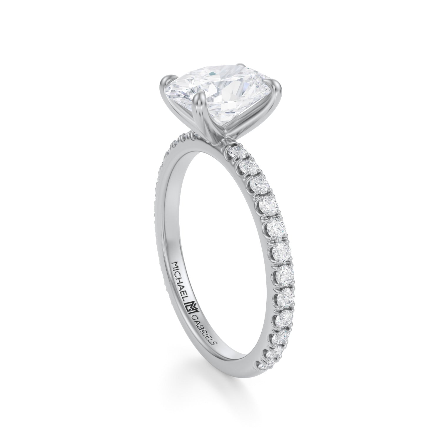 Oval Modern Pave Ring (2.00 Carat G-VVS2) - Michael Gabriels