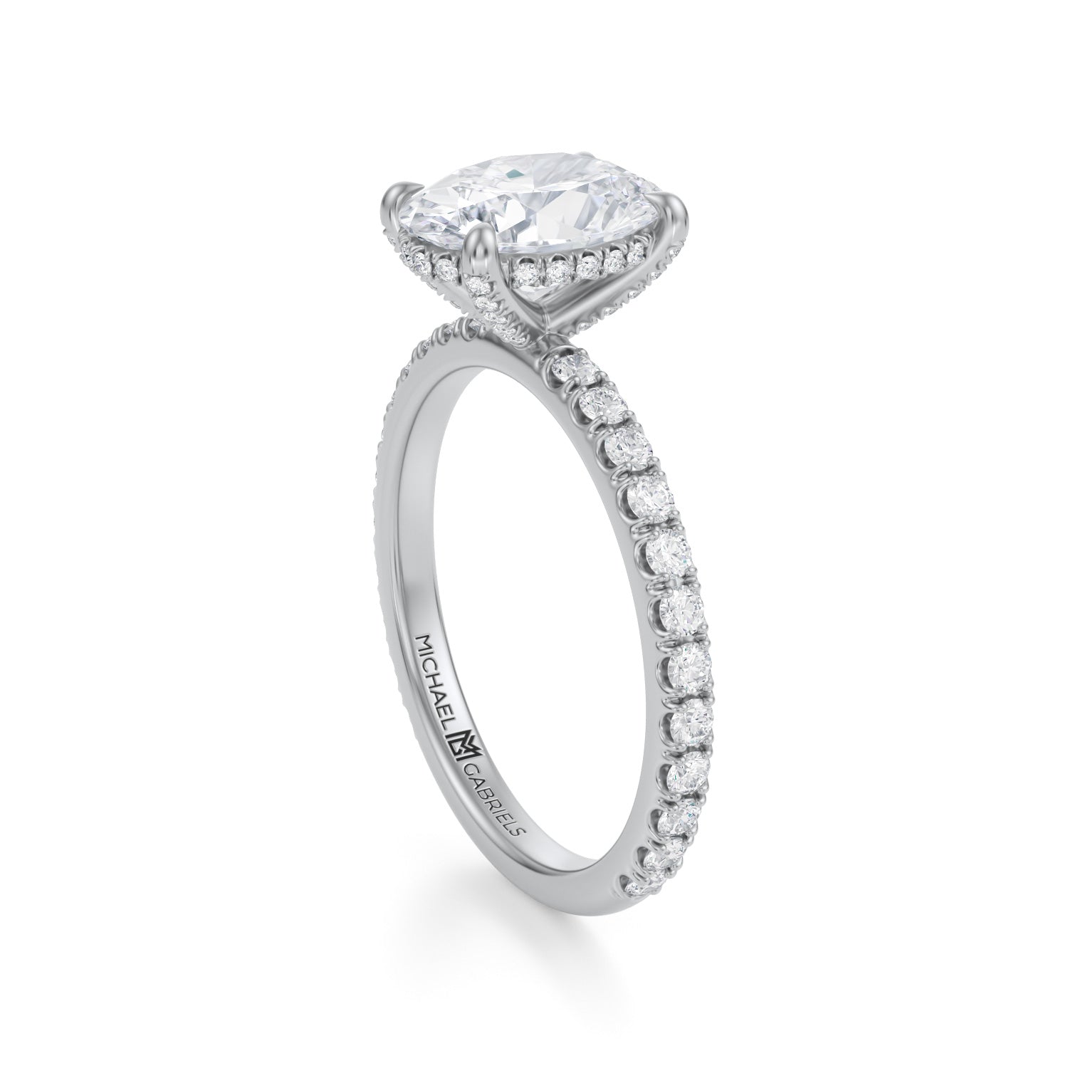 Oval Pave Basket With Pave Ring (3.20 Carat E-VS1) - Michael Gabriels