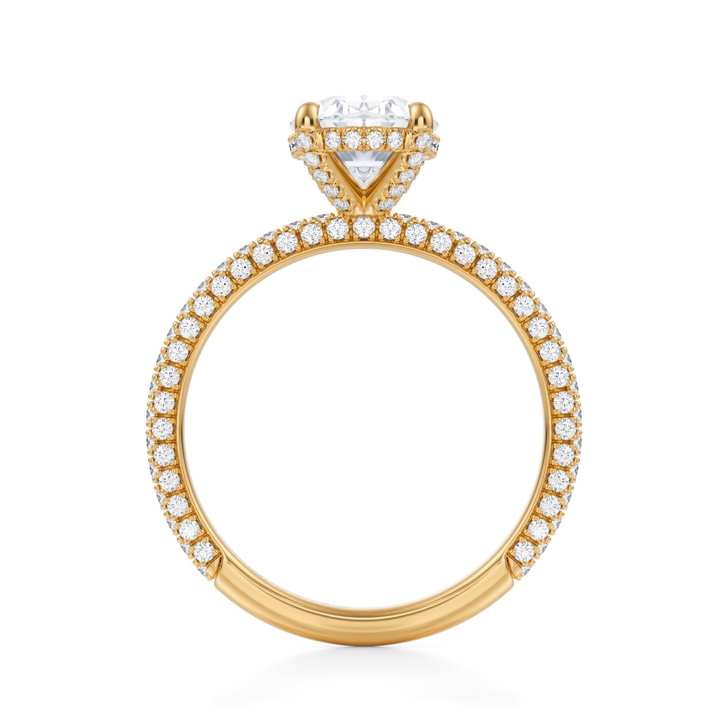 Oval Pave Basket With Trio Pave Ring (1.00 Carat E-VVS2) - Michael Gabriels