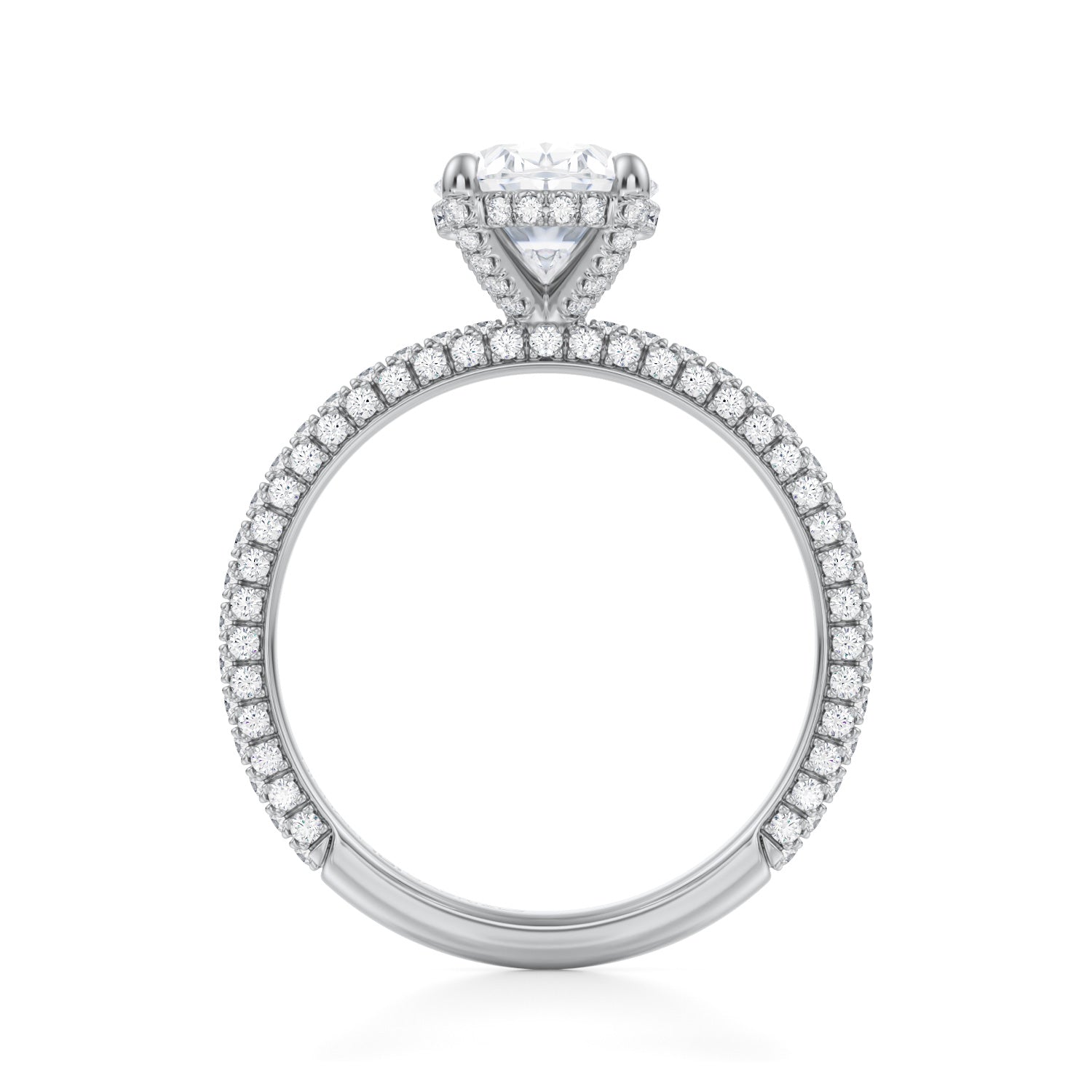 Oval Pave Basket With Trio Pave Ring (3.00 Carat D-VS1) - Michael Gabriels