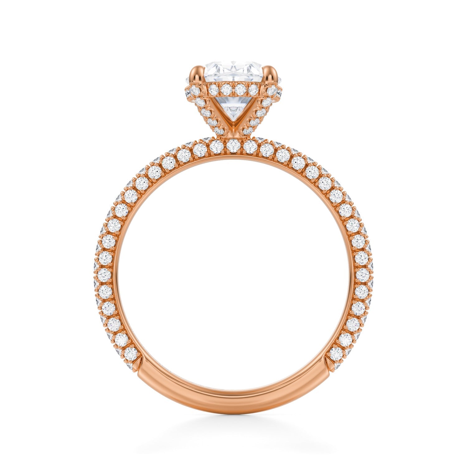 Oval Pave Basket With Trio Pave Ring (3.50 Carat D-VVS2) - Michael Gabriels