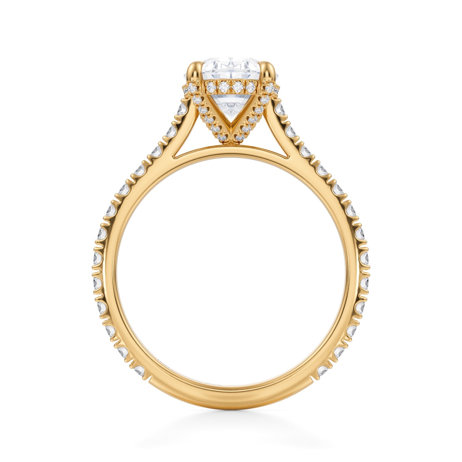 Oval Pave Cathedral Ring With Pave Basket (3.70 Carat F-VS1) - Michael Gabriels