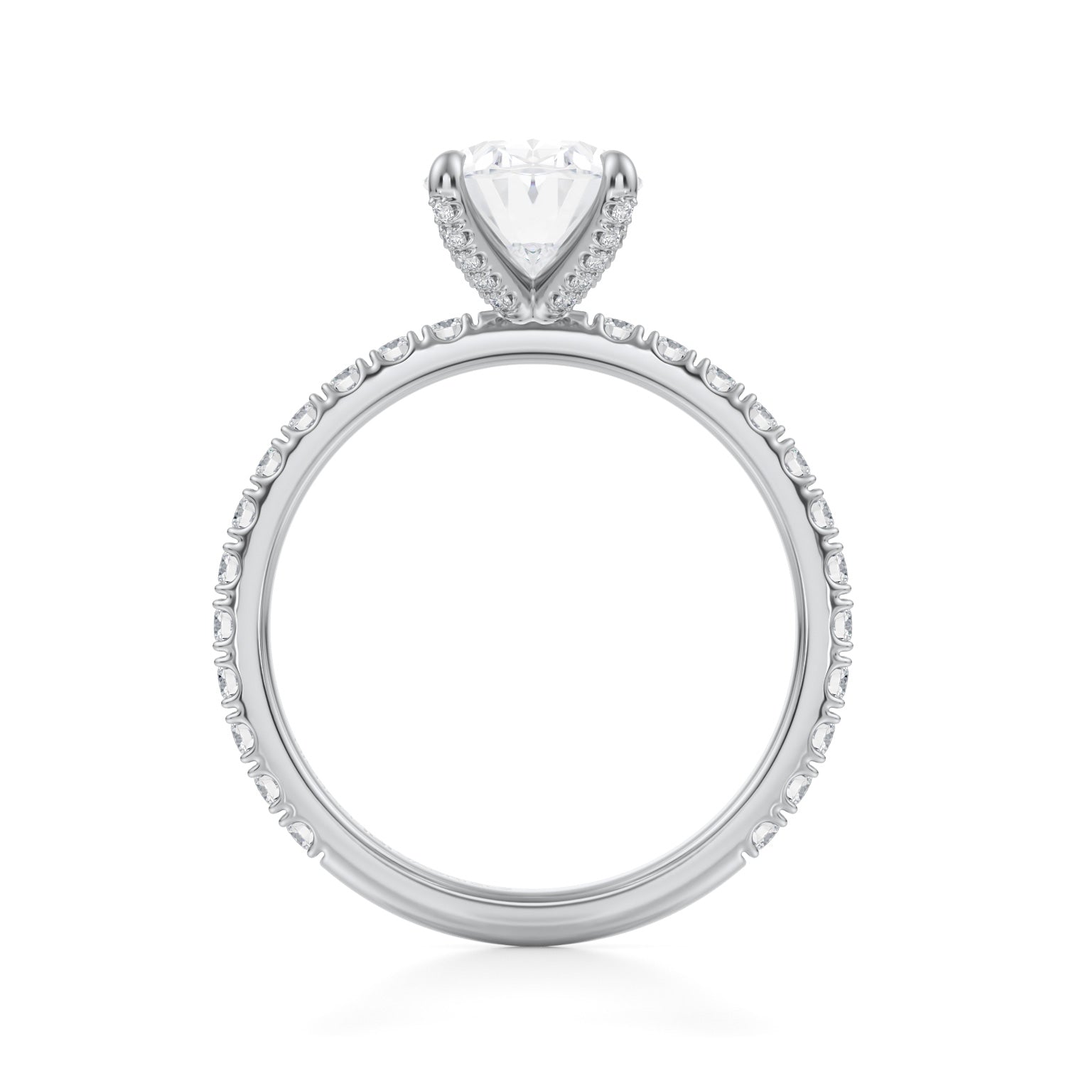 Oval Pave Ring With Pave Prongs (2.70 Carat F-VVS2) - Michael Gabriels