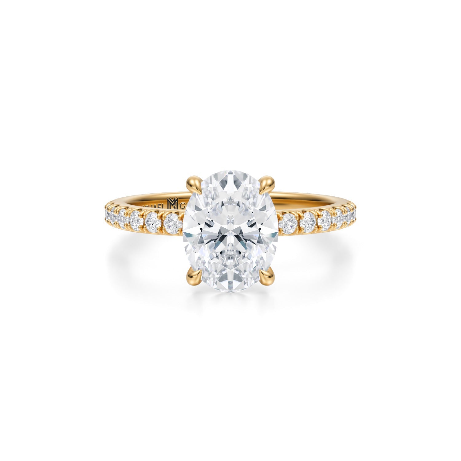 Oval Pave Ring With Pave Prongs (3.40 Carat F-VS1) - Michael Gabriels