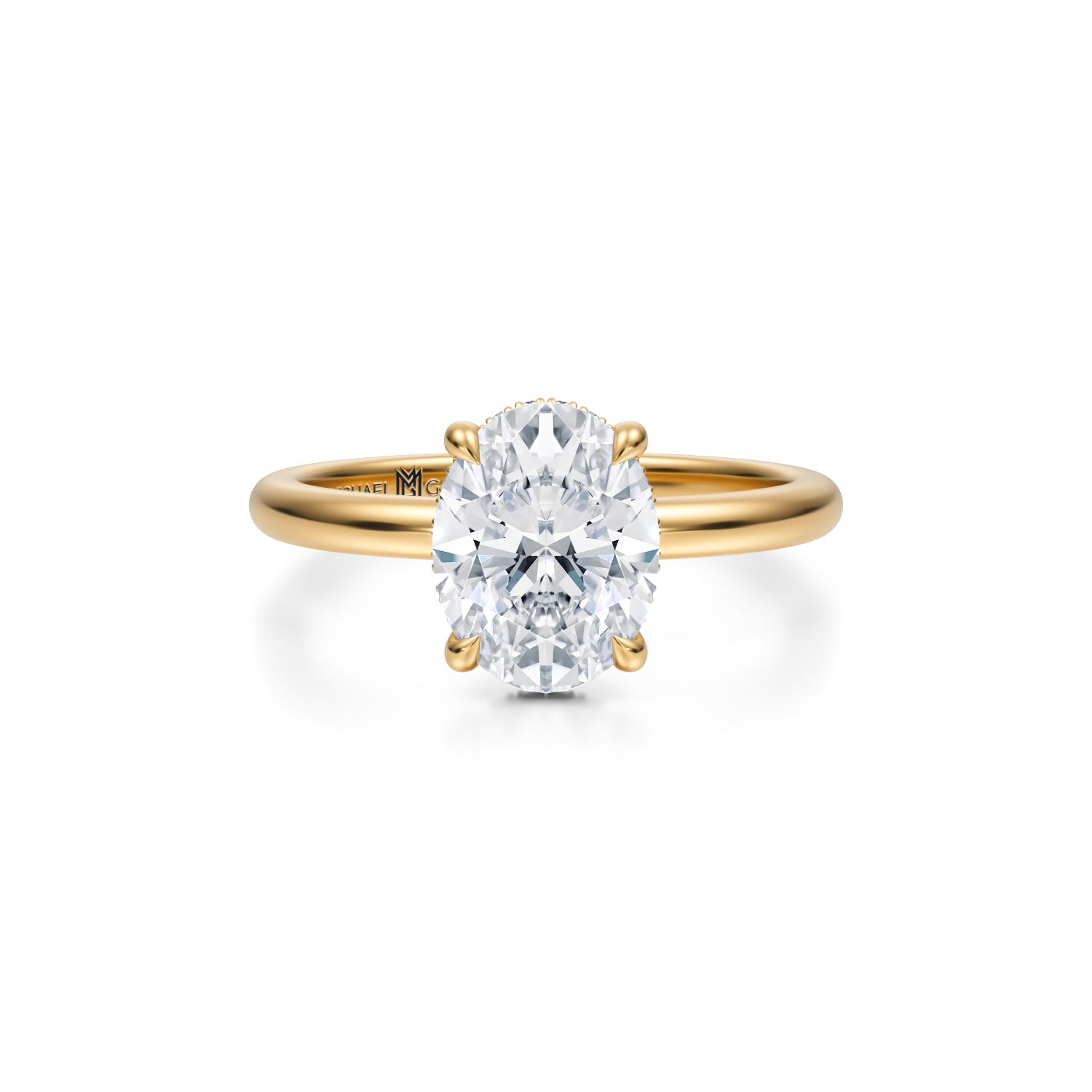 Oval Solitaire Ring With Invisible Halo (2.40 Carat E-VVS2) - Michael Gabriels