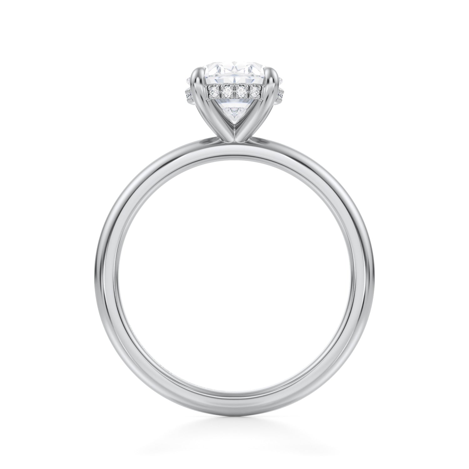 Oval Solitaire Ring With Invisible Halo (3.20 Carat F-VVS2) - Michael Gabriels