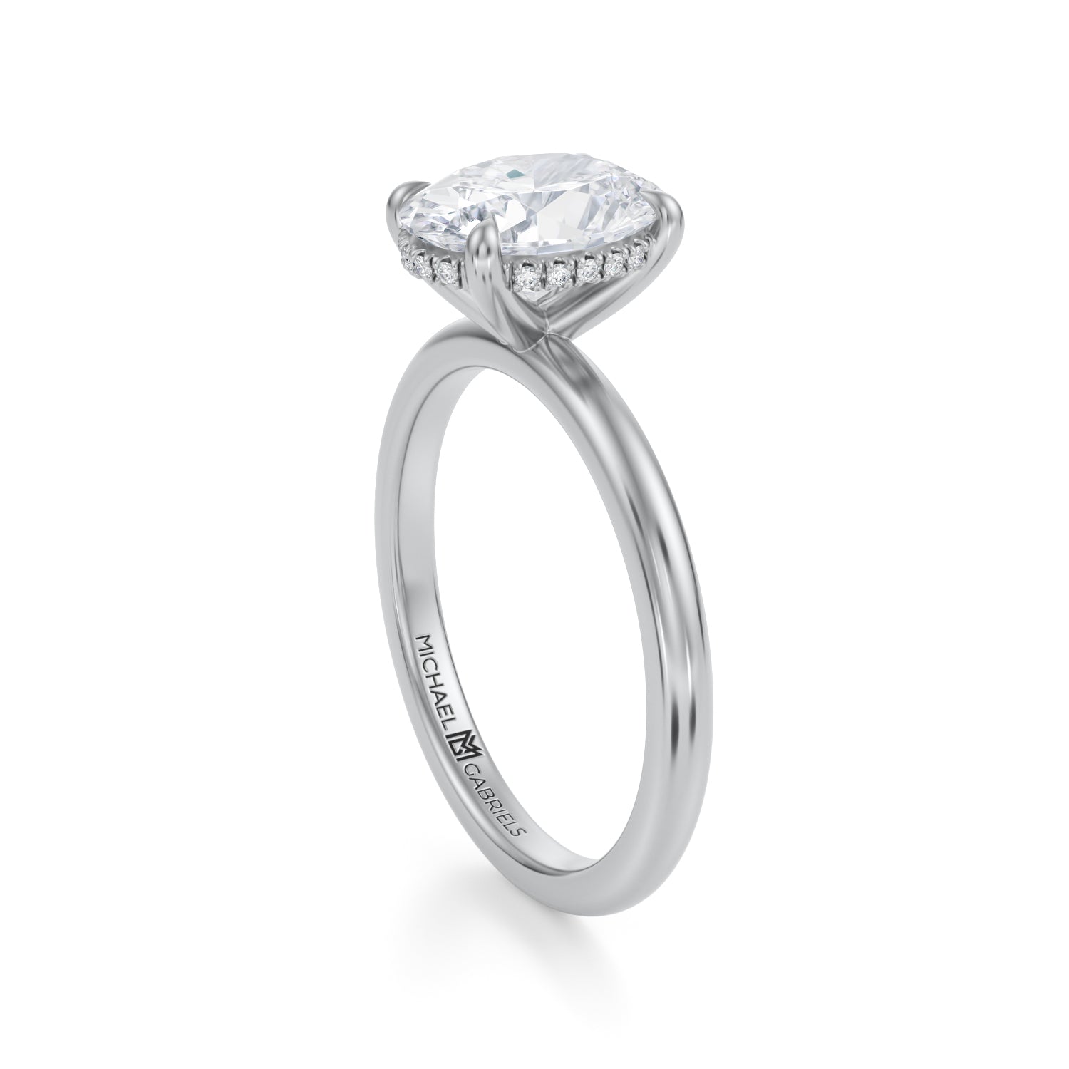 Oval Solitaire Ring With Invisible Halo (3.50 Carat G-VS1) - Michael Gabriels