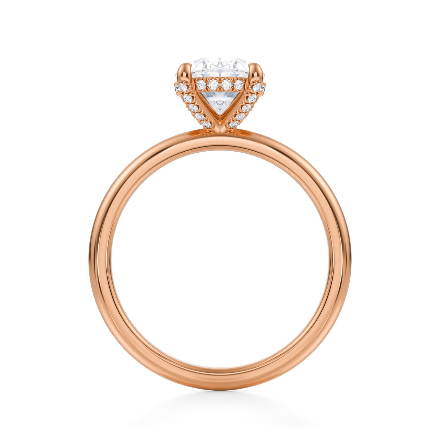 Oval Solitaire Ring With Pave Basket (2.00 Carat E-VVS2) - Michael Gabriels
