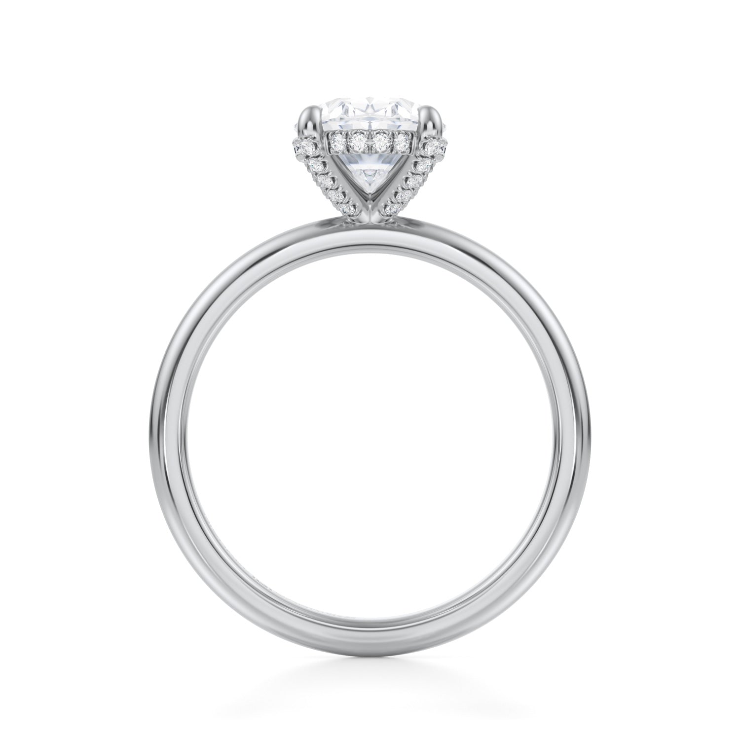 Oval Solitaire Ring With Pave Basket (2.50 Carat G-VS1) - Michael Gabriels