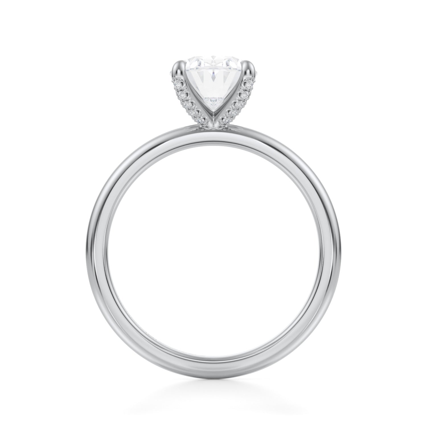 Oval Solitaire Ring With Pave Prongs (2.00 Carat E-VVS2) - Michael Gabriels
