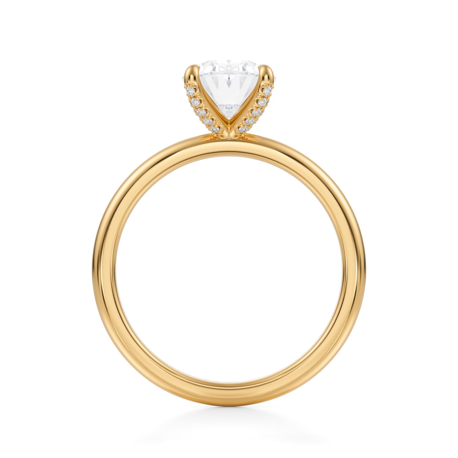 Oval Solitaire Ring With Pave Prongs (2.20 Carat E-VS1) - Michael Gabriels