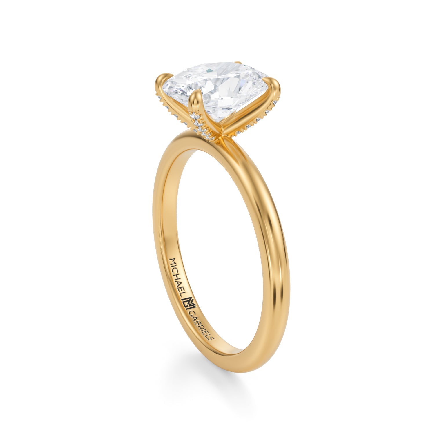 Oval Solitaire Ring With Pave Prongs (2.70 Carat F-VS1) - Michael Gabriels