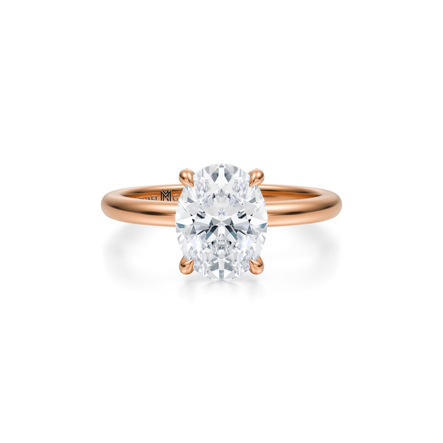 Oval Solitaire Ring With Pave Prongs (3.20 Carat E-VS1) - Michael Gabriels