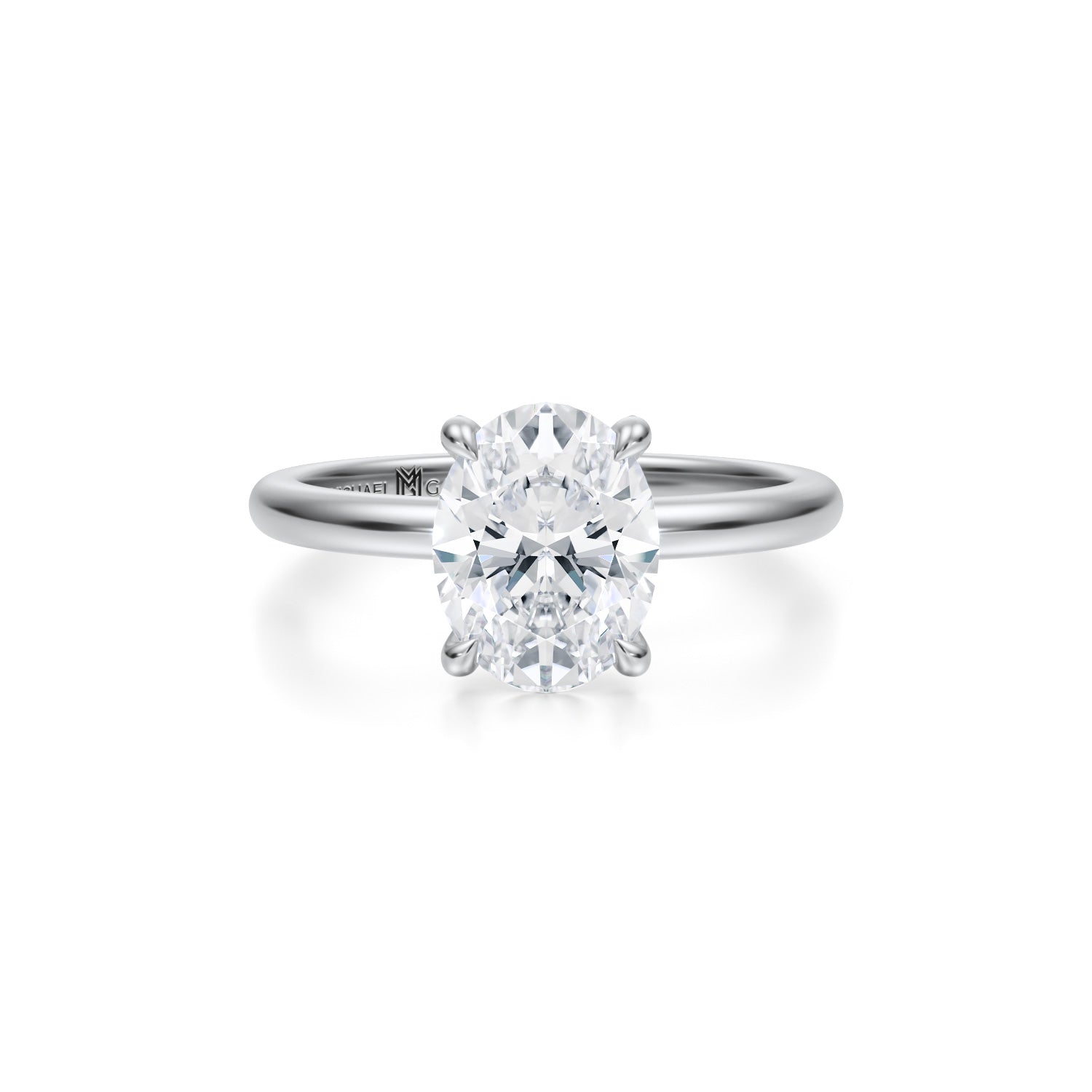 Oval Solitaire Ring With Pave Prongs (3.40 Carat G-VS1) - Michael Gabriels