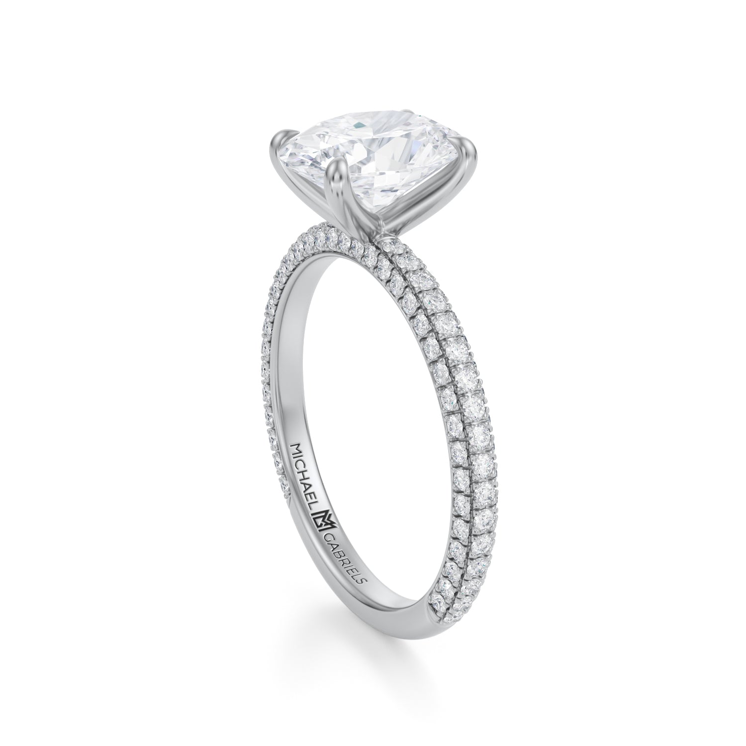 Oval Trio Pave Ring (2.00 Carat D-VS1) - Michael Gabriels