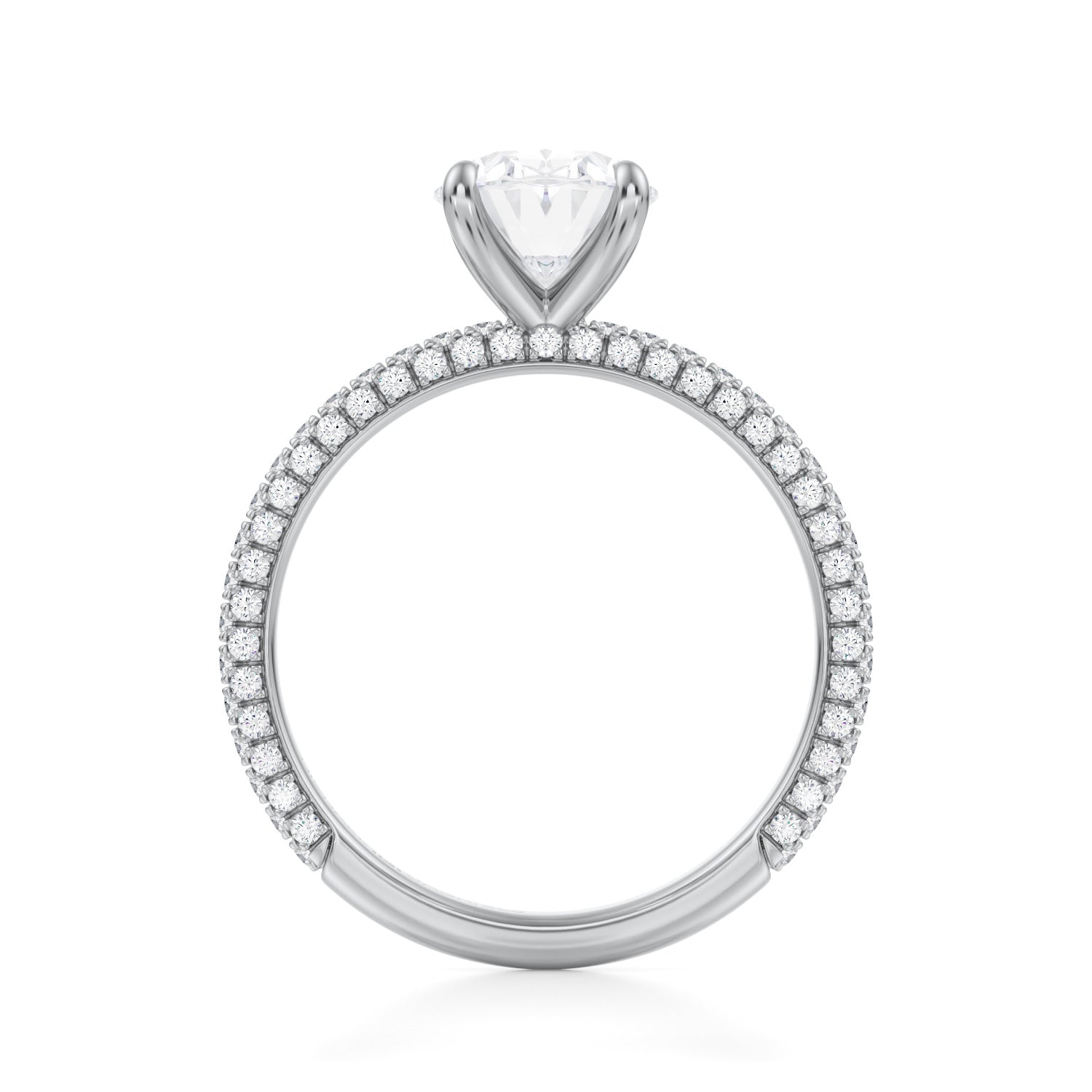 Oval Trio Pave Ring (2.00 Carat E-VVS2) - Michael Gabriels