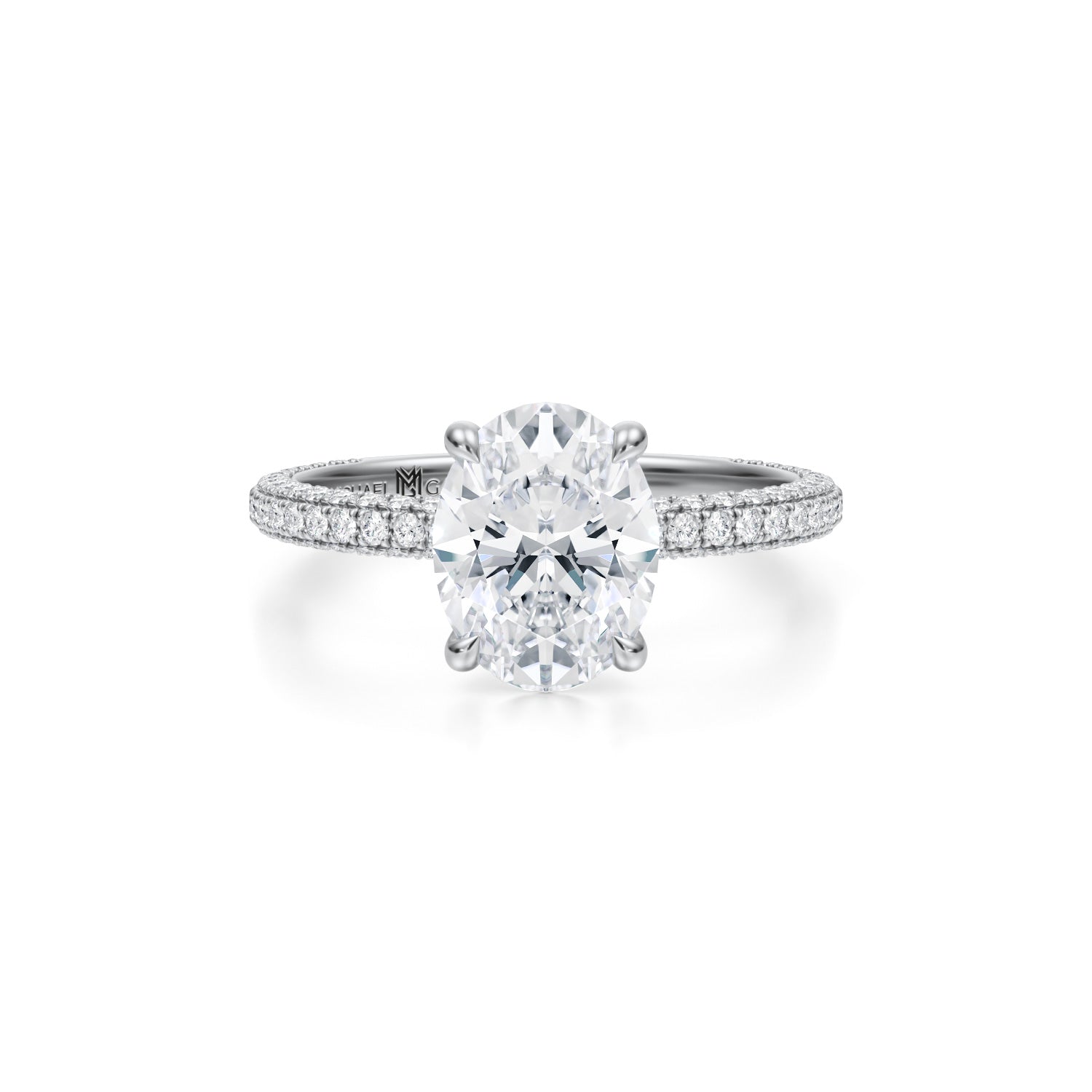 Oval Trio Pave Ring (2.70 Carat G-VS1) - Michael Gabriels