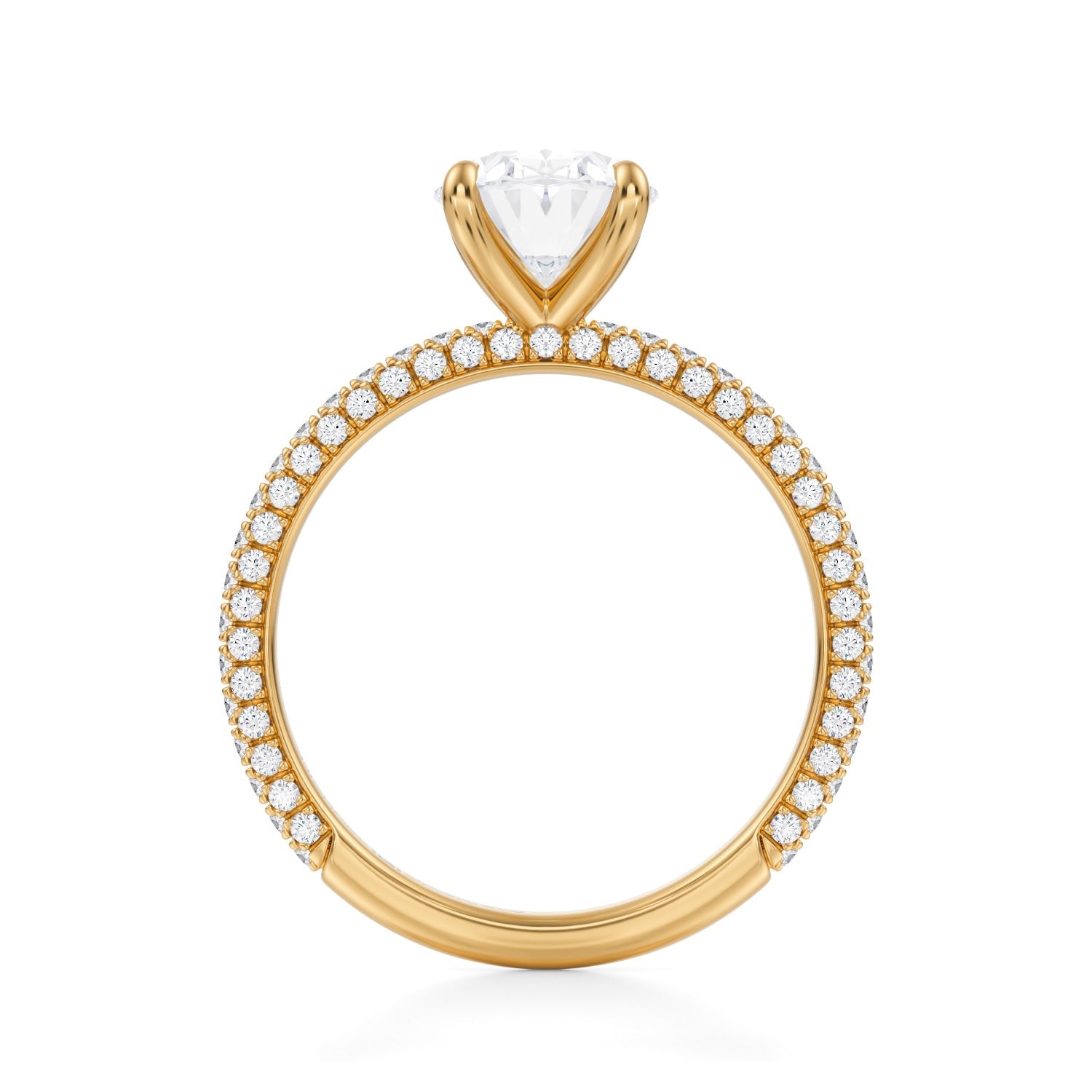 Oval Trio Pave Ring (3.00 Carat G-VVS2) - Michael Gabriels