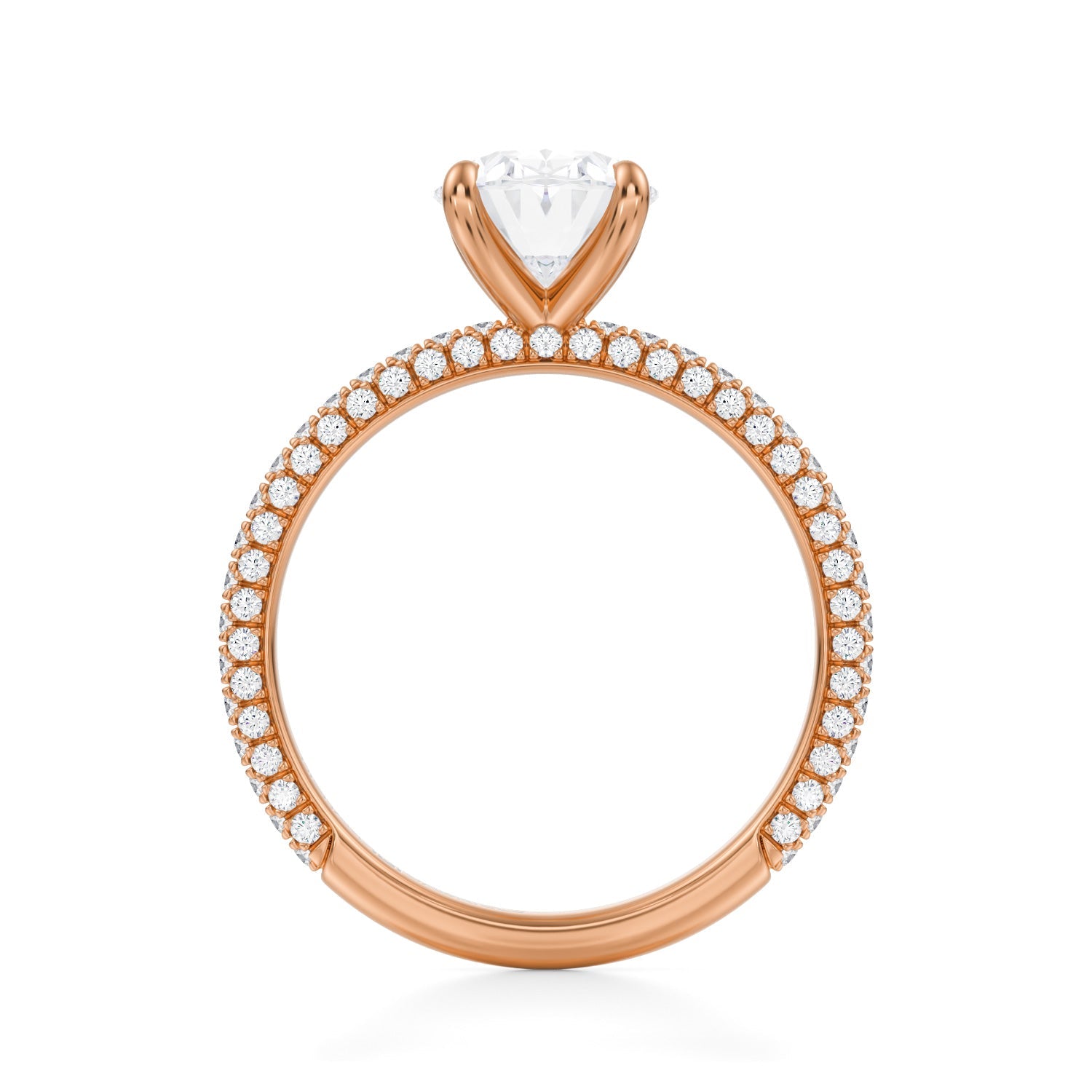 Oval Trio Pave Ring (3.70 Carat E-VVS2) - Michael Gabriels