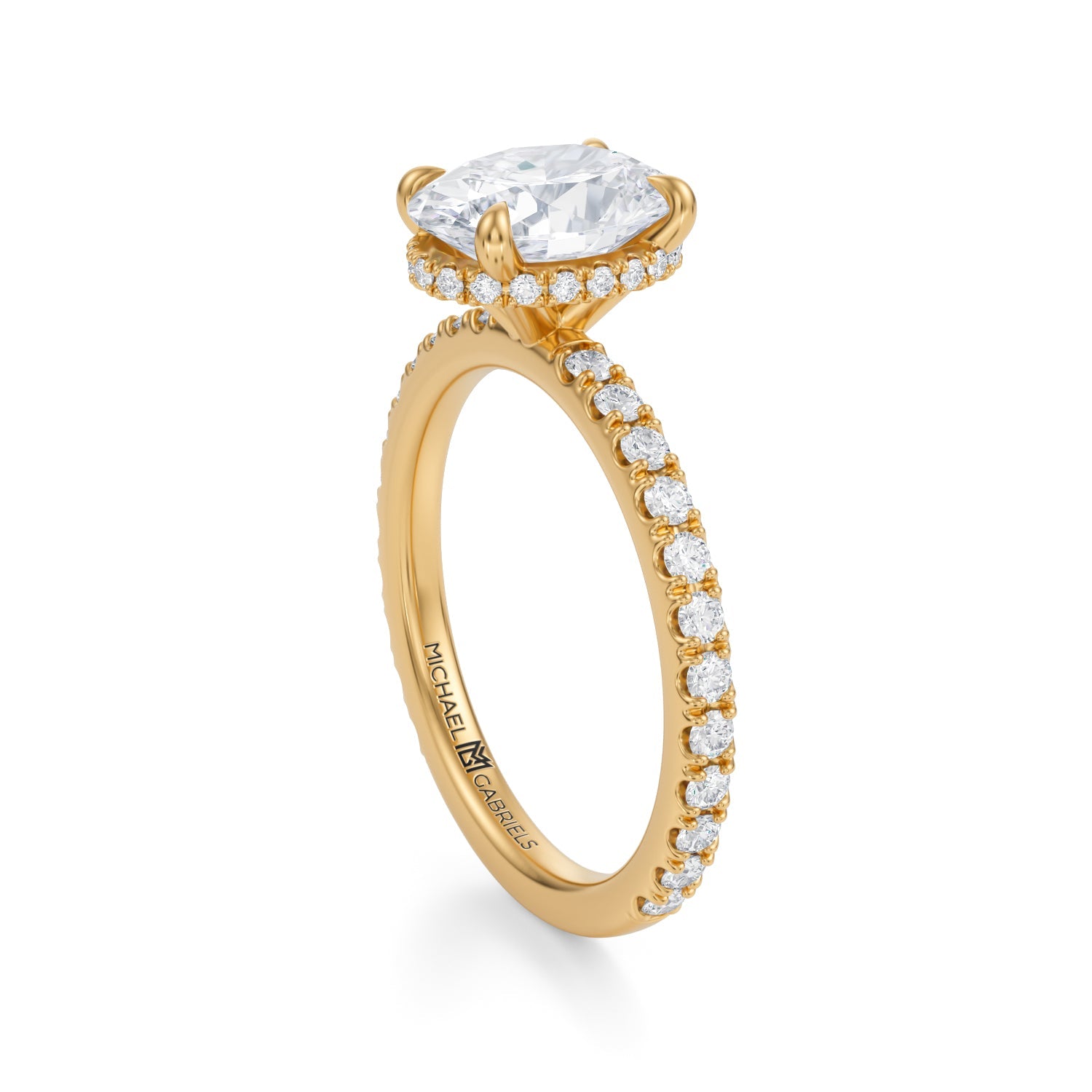 Oval Wrap Halo With Pave Ring (1.70 Carat D-VVS2) - Michael Gabriels