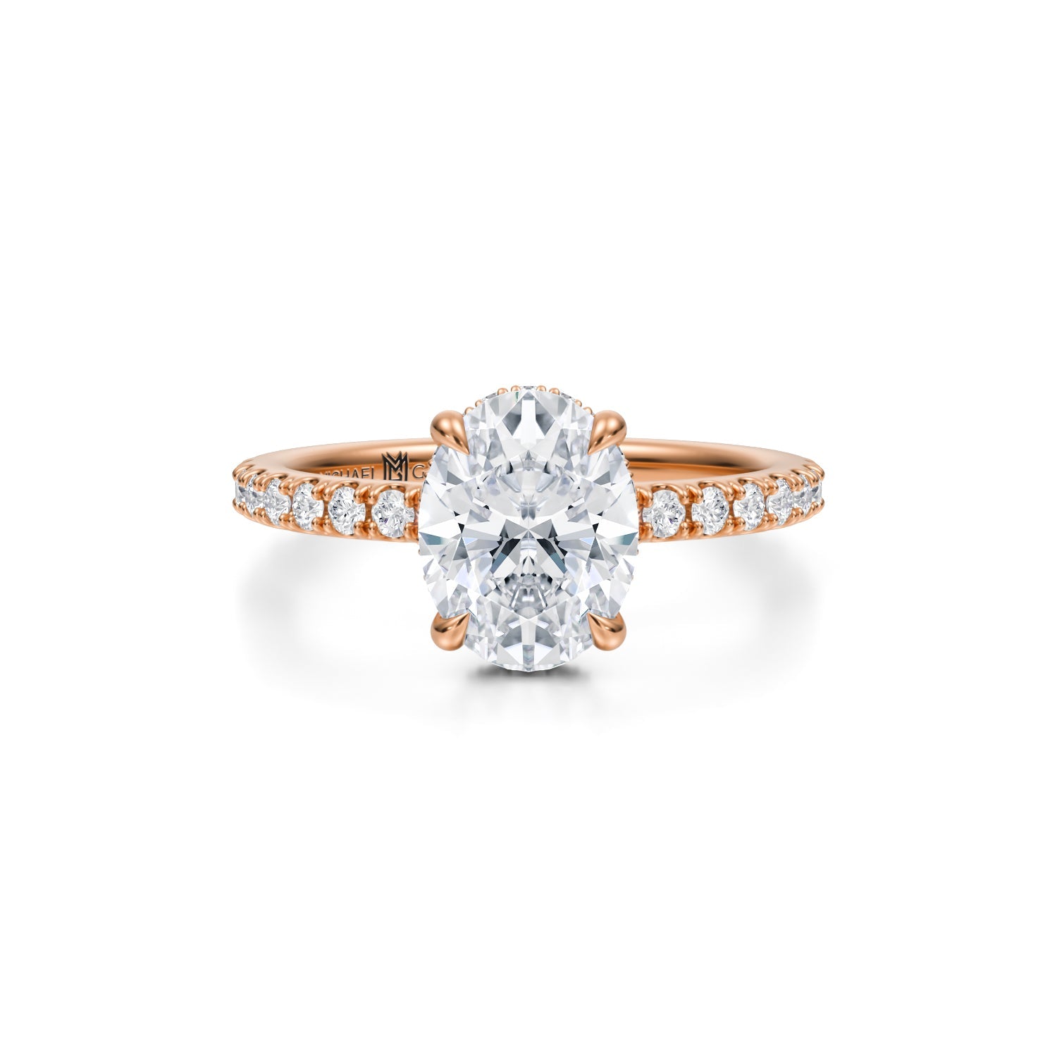 Oval Wrap Halo With Pave Ring (2.50 Carat G-VVS2) - Michael Gabriels