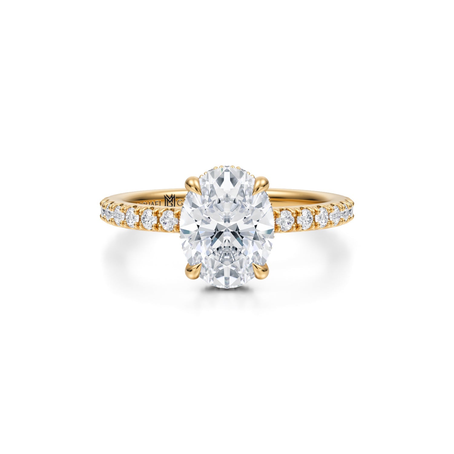 Oval Wrap Halo With Pave Ring (2.70 Carat D-VVS2) - Michael Gabriels