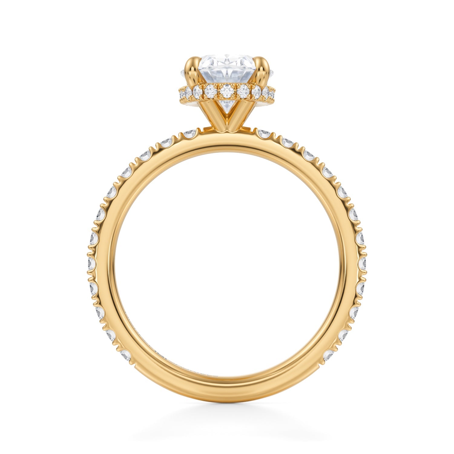 Oval Wrap Halo With Pave Ring (3.20 Carat E-VS1) - Michael Gabriels