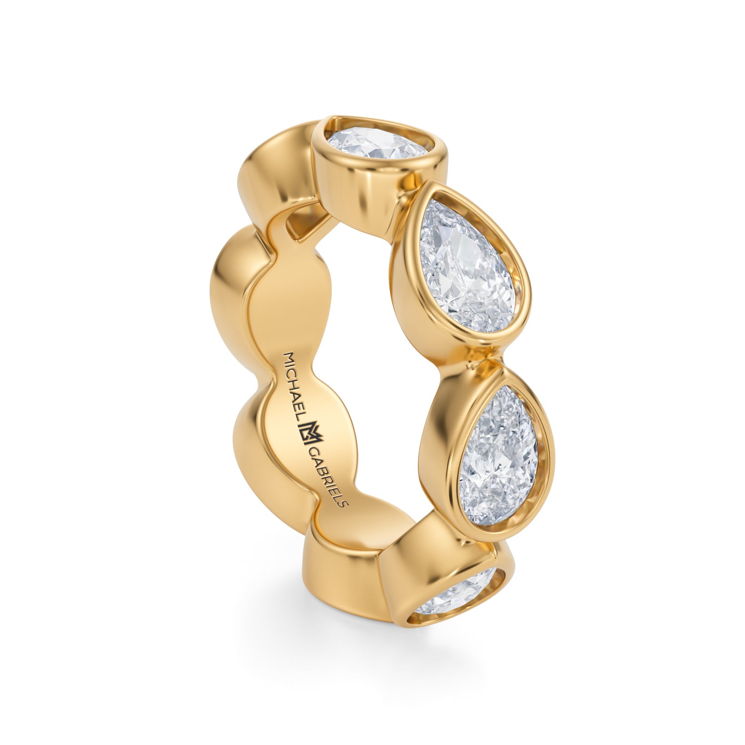 Pear Bezel Lab Grown Diamond Horizontal Eternity Band - Large - Michael Gabriels