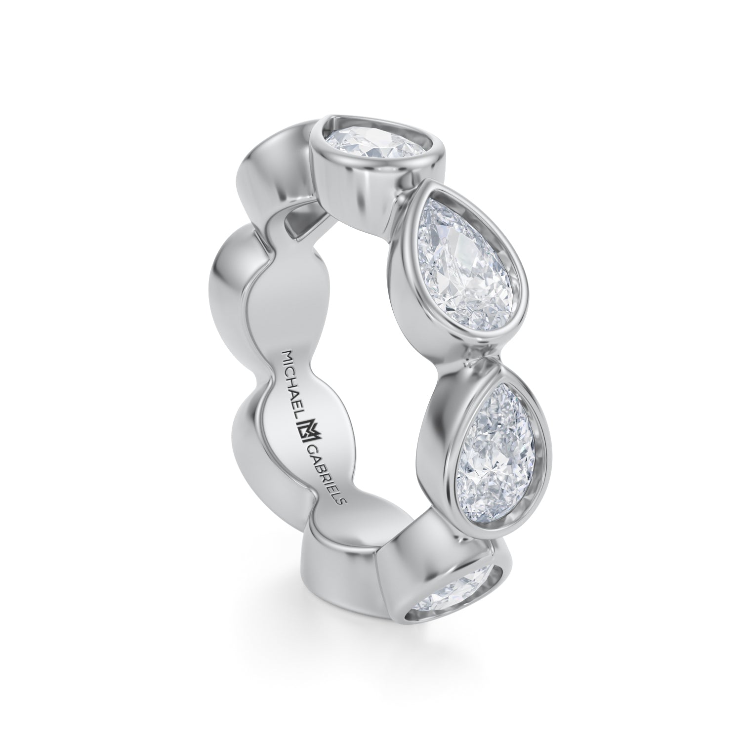 Pear Bezel Lab Grown Diamond Horizontal Eternity Band - Large - Michael Gabriels