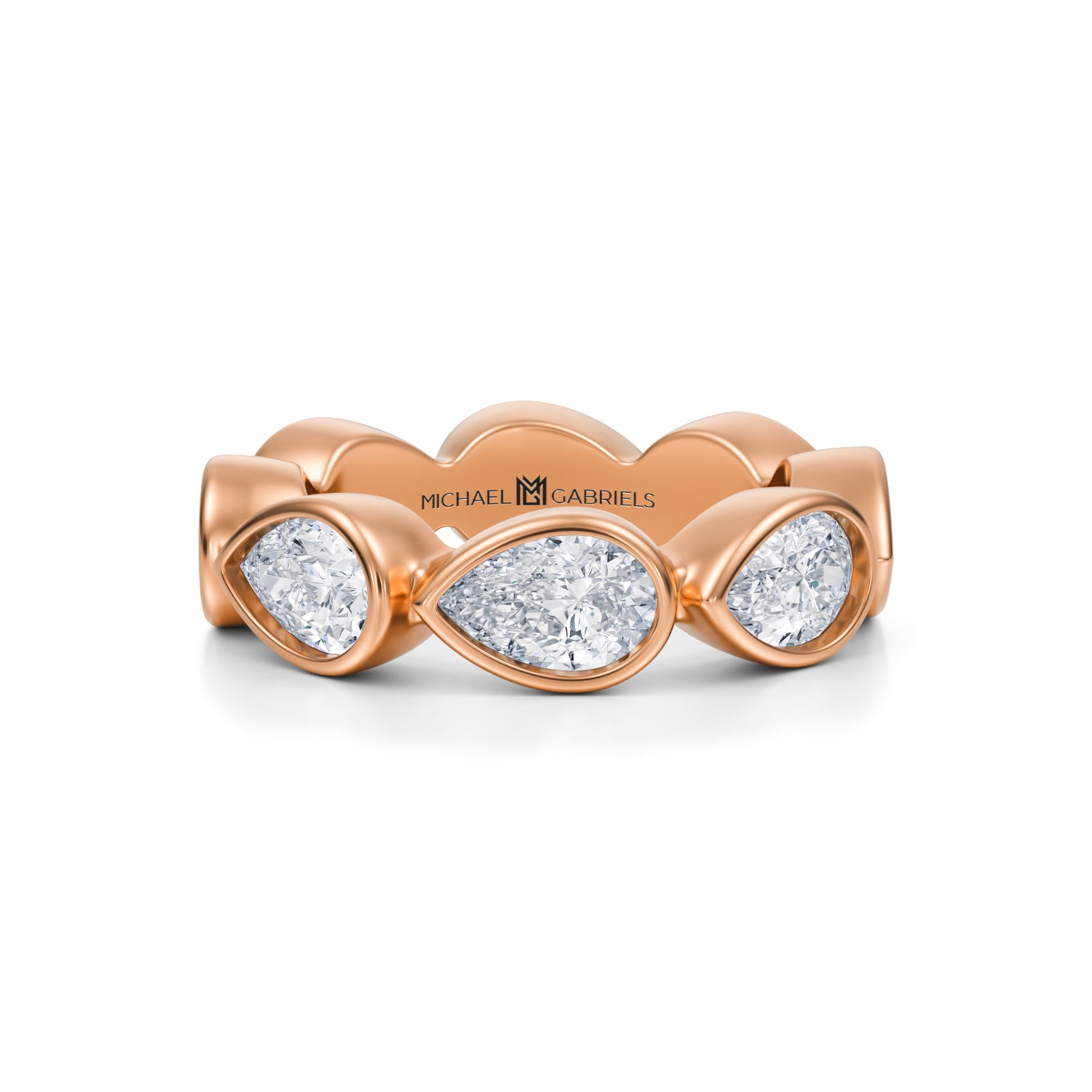 Pear Bezel Lab Grown Diamond Horizontal Eternity Band - Large - Michael Gabriels