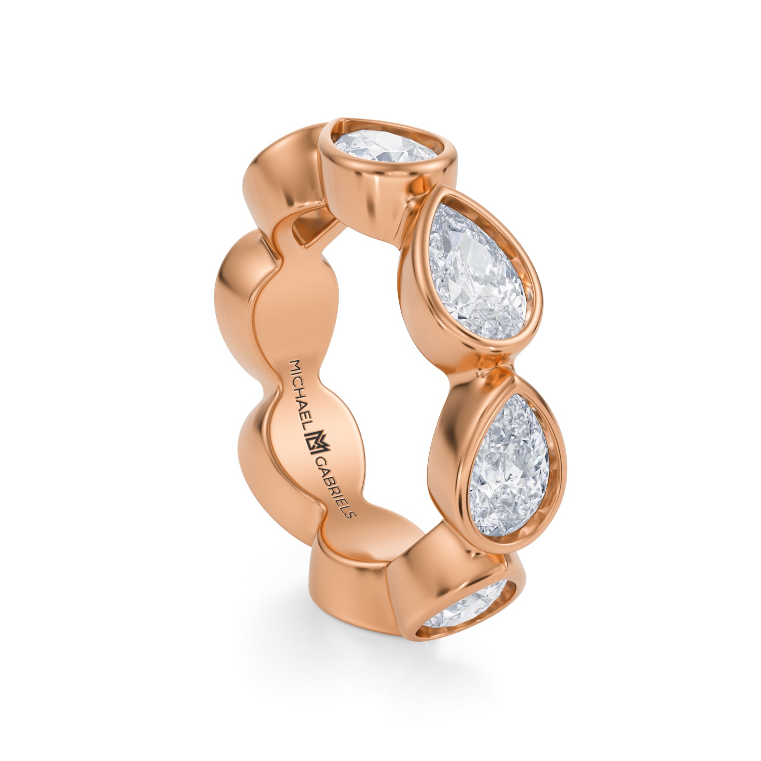 Pear Bezel Lab Grown Diamond Horizontal Eternity Band - Large - Michael Gabriels