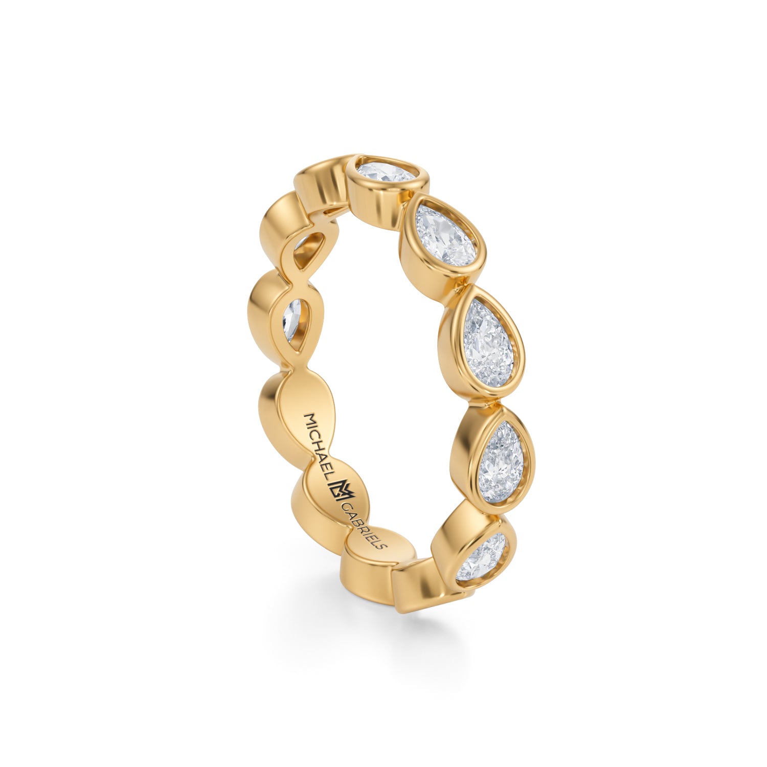 Pear Bezel Lab Grown Diamond Horizontal Eternity Band - Petite - Michael Gabriels