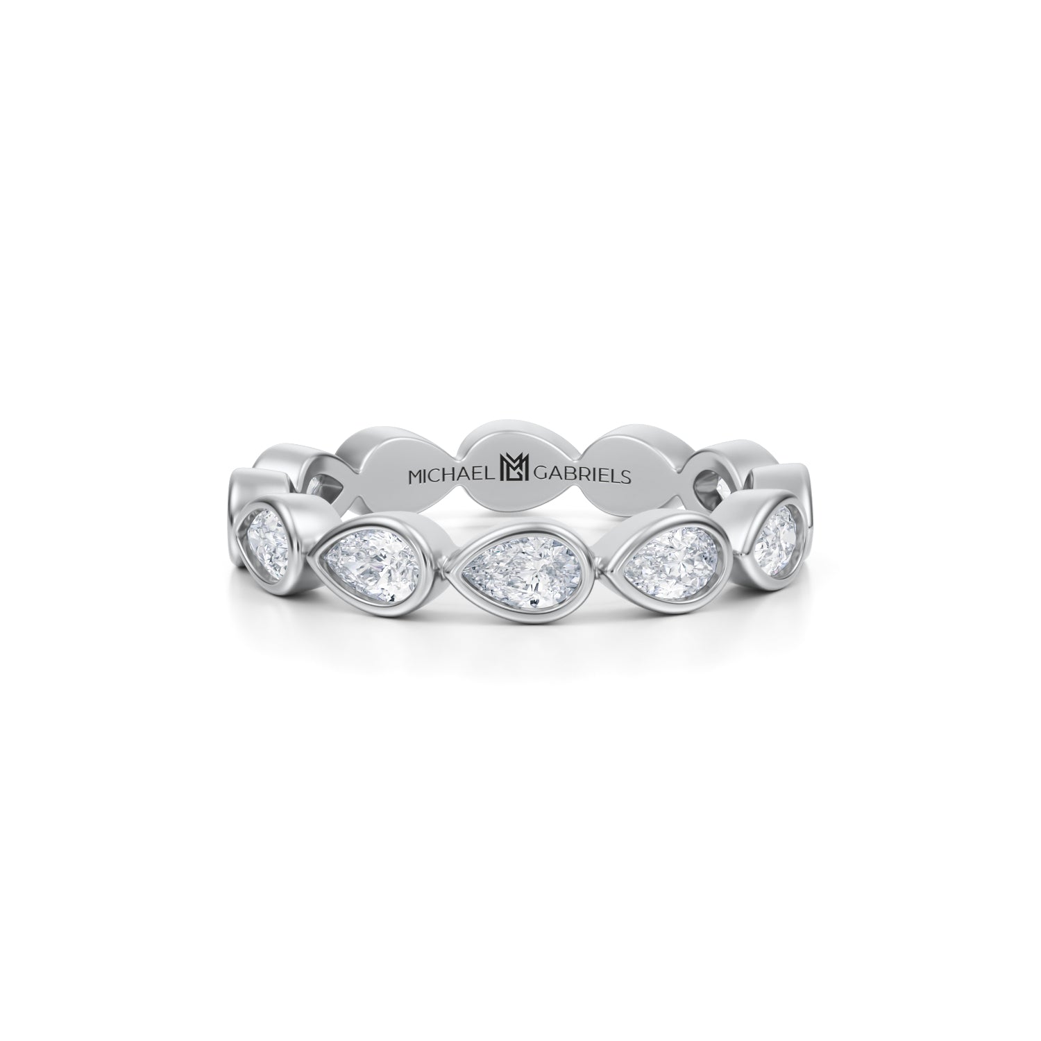 Pear Bezel Lab Grown Diamond Horizontal Eternity Band - Petite - Michael Gabriels